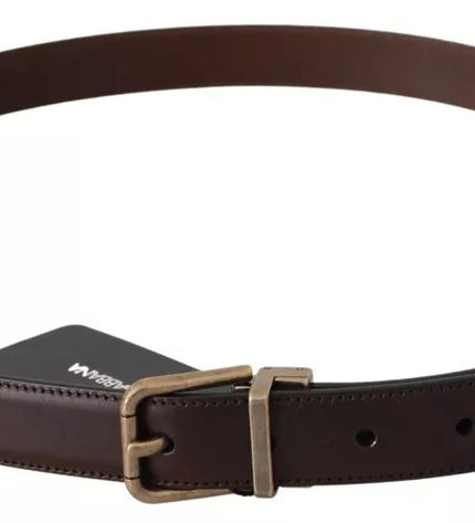 Dolce & Gabbana Brown Leather Gold Buckle Men Belt