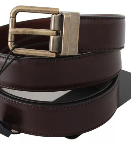 Dolce & Gabbana Brown Leather Gold Buckle Men Belt