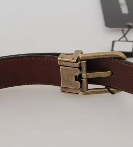 Dolce & Gabbana Brown Leather Gold Buckle Men Belt