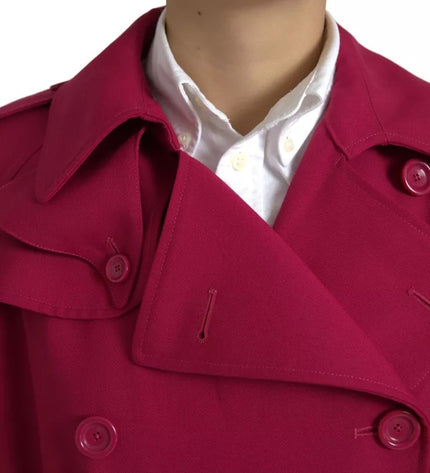 Dolce & Gabbana Dark Pink Double Breasted Trench Coat Jacket