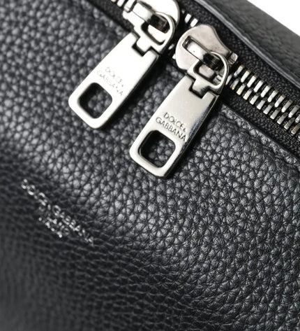 Dolce & Gabbana Black Pebbled Leather Edge Shoulder Strap Men Bag