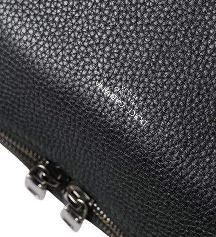 Dolce & Gabbana Black Pebbled Leather Edge Shoulder Strap Men Bag