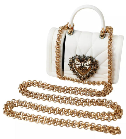 Dolce & Gabbana White Silicone Devotion Heart Bag Gold Chain Hand Airpods Case