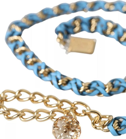 Dolce & Gabbana Blue Braided Gold Brass Chain Waist Belt