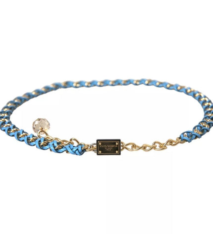 Dolce & Gabbana Blue Braided Gold Brass Chain Waist Belt