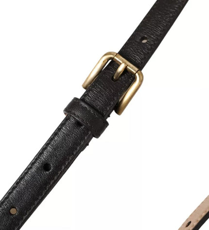 Dolce & Gabbana Dark Brown Leather Gold Metal Buckle Women Belt