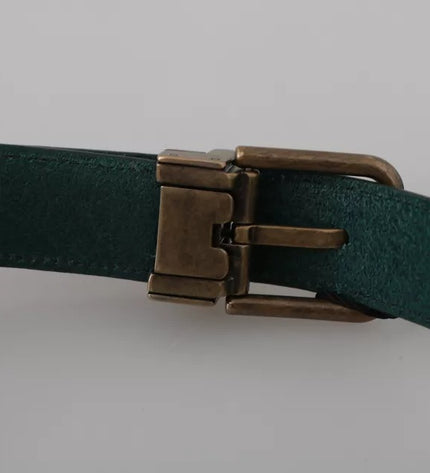 Dolce & Gabbana Green Gold Buckle Waist Leather Belt