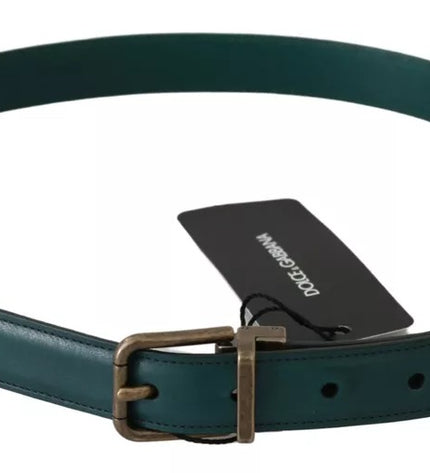 Dolce & Gabbana Green Gold Buckle Waist Leather Belt