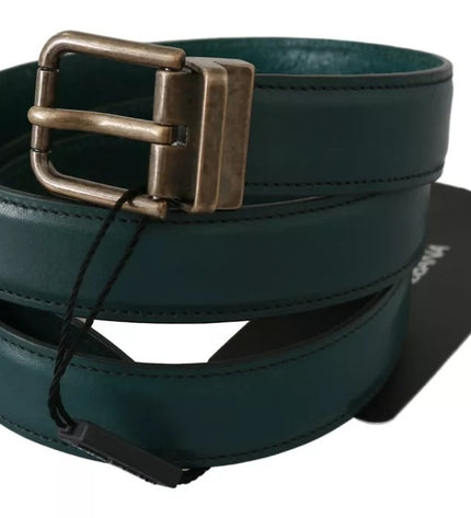 Dolce & Gabbana Green Gold Buckle Waist Leather Belt