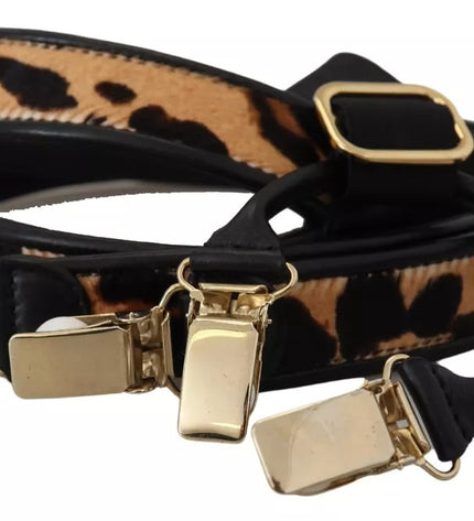 Dolce & Gabbana Brown Leopard Gold Clips Women Suspender Belt