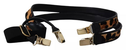 Dolce & Gabbana Brown Leopard Gold Clips Women Suspender Belt