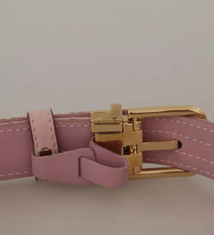 Dolce & Gabbana Pink Jaquard Embroidered Gold Tone Metal Buckle Belt