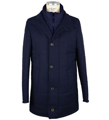 Made in Italy Elegant Wool-Cashmere Dark Blue Coat Jacket