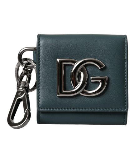 Dolce & Gabbana Green Calfskin Leather DG Logo Keyring Coin Purse Wallet