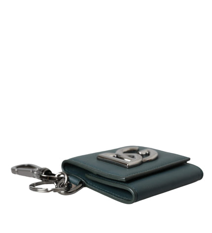 Dolce & Gabbana Green Calfskin Leather DG Logo Keyring Coin Purse Wallet