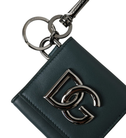 Dolce & Gabbana Green Calfskin Leather DG Logo Keyring Coin Purse Wallet