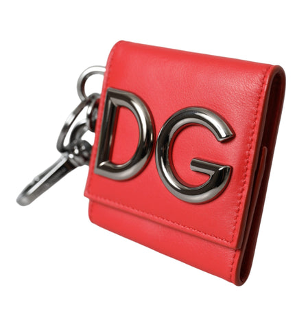 Dolce & Gabbana Red Calfskin Leather DG Logo Keyring Coin Purse Wallet