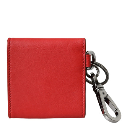 Dolce & Gabbana Red Calfskin Leather DG Logo Keyring Coin Purse Wallet