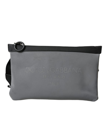 Dolce & Gabbana Gray Neoprene Logo Zip Waist Fanny Pack Belt Pouch Bag