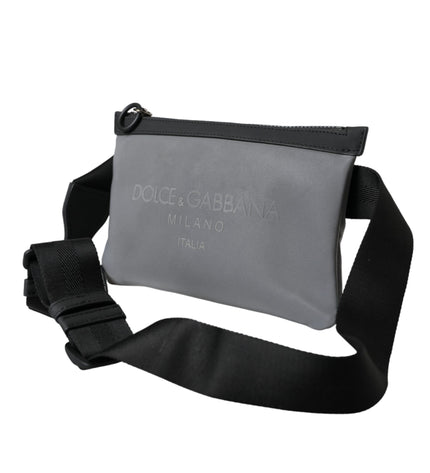 Dolce & Gabbana Gray Neoprene Logo Zip Waist Fanny Pack Belt Pouch Bag