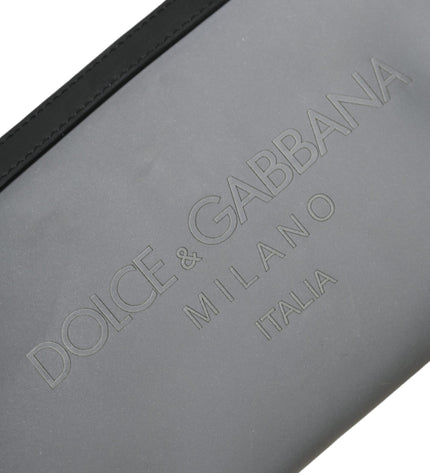 Dolce & Gabbana Gray Neoprene Logo Zip Waist Fanny Pack Belt Pouch Bag