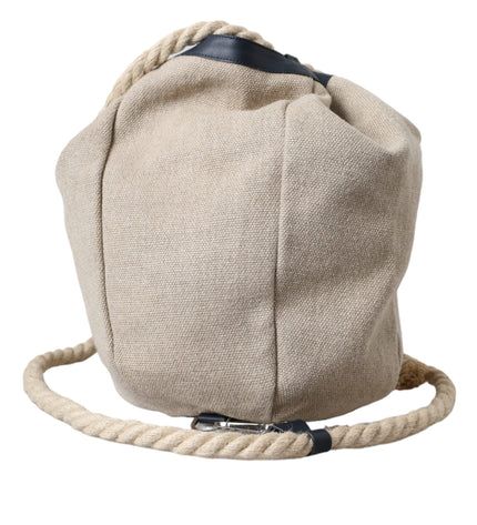 Dolce & Gabbana Beige Canvas Fabric Bucket Sack Pouch Purse Bag