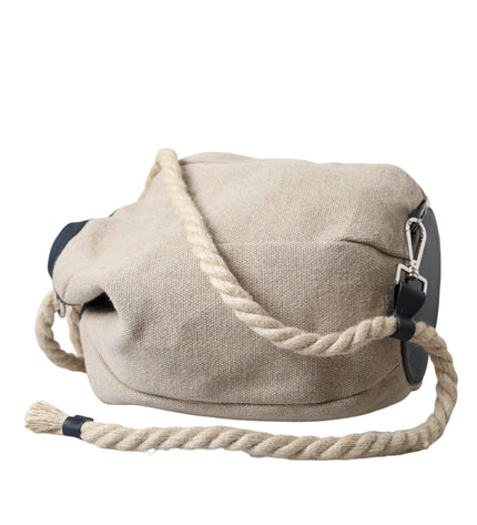 Dolce & Gabbana Beige Canvas Fabric Bucket Sack Pouch Purse Bag