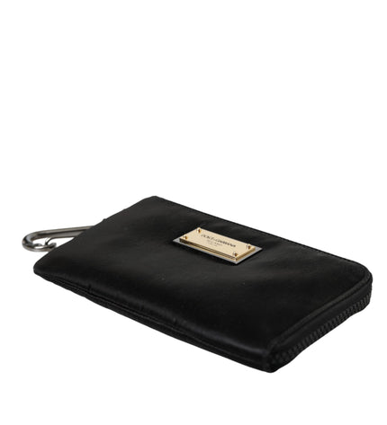 Dolce & Gabbana Black Nylon Logo Plaque Keyring Pouch Clutch Bag