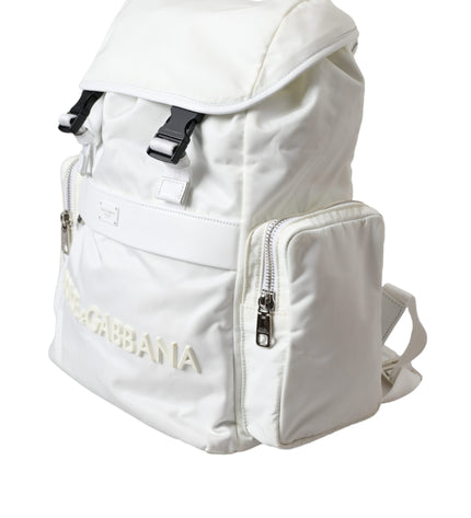 Dolce & Gabbana White Nylon Rubber Logo Backpack Rucksack Bag