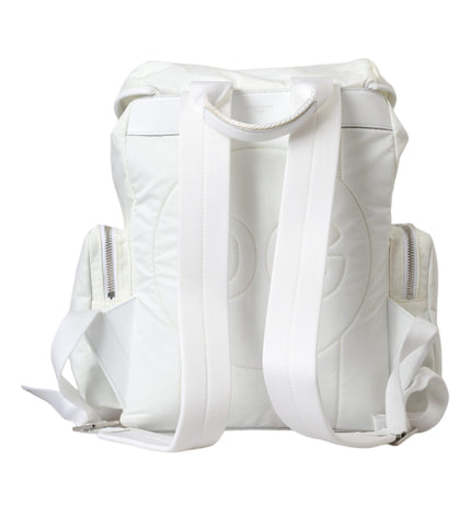 Dolce & Gabbana White Nylon Rubber Logo Backpack Rucksack Bag