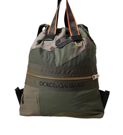 Dolce & Gabbana Military Green Patchwork Rucksack Backpack Bag