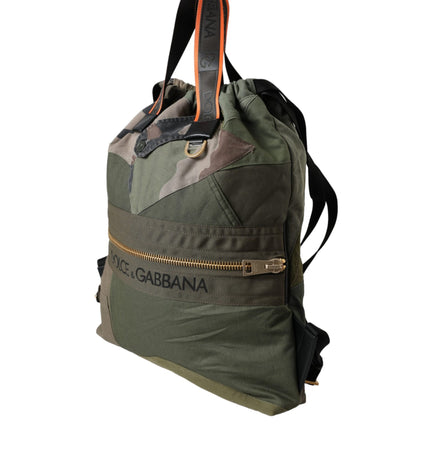 Dolce & Gabbana Military Green Patchwork Rucksack Backpack Bag