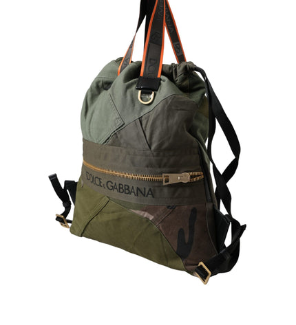 Dolce & Gabbana Military Green Patchwork Rucksack Backpack Bag