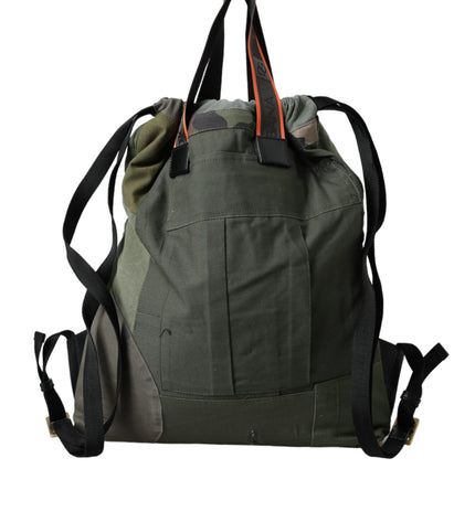 Dolce & Gabbana Military Green Patchwork Rucksack Backpack Bag