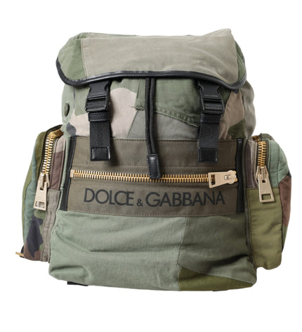 Dolce & Gabbana Military Green Patchwork Rucksack Backpack Bag