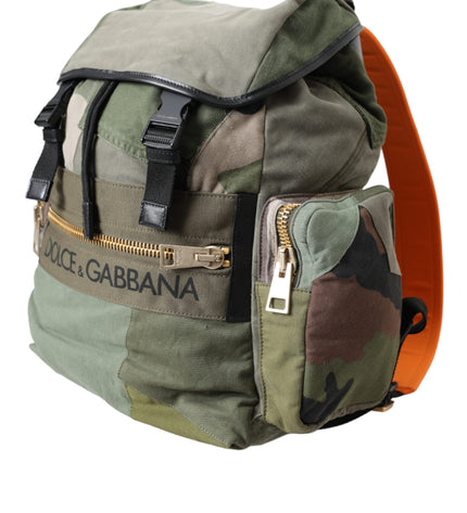 Dolce & Gabbana Military Green Patchwork Rucksack Backpack Bag