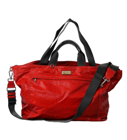 Dolce & Gabbana Red Nylon Calfskin Hand Shoulder Duffel Bag