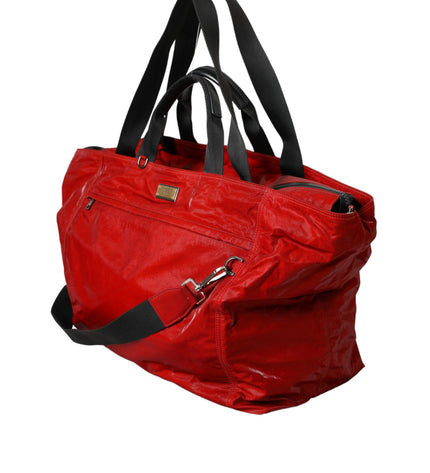 Dolce & Gabbana Red Nylon Calfskin Hand Shoulder Duffel Bag