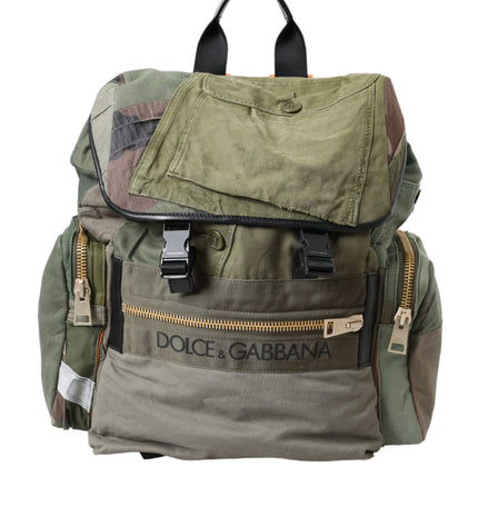 Dolce & Gabbana Military Green Patchwork Rucksack Backpack Bag