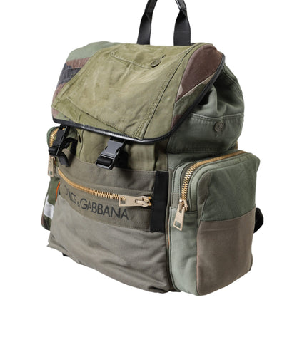 Dolce & Gabbana Military Green Patchwork Rucksack Backpack Bag