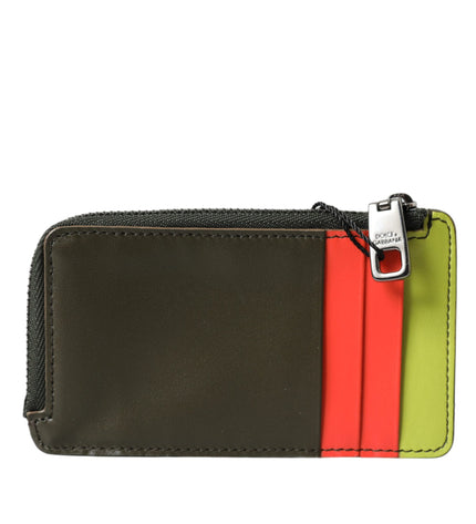 Dolce & Gabbana Multicolor Calfskin Leather Logo Card Holder Wallet