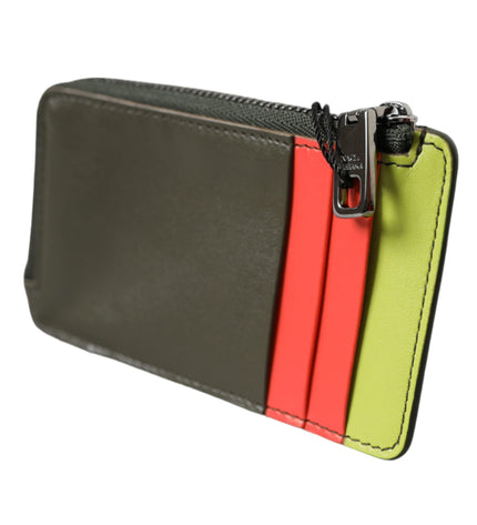 Dolce & Gabbana Multicolor Calfskin Leather Logo Card Holder Wallet