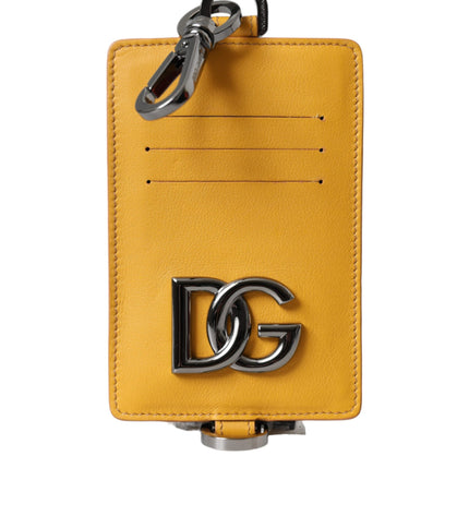 Dolce & Gabbana Orange Calf Leather Credit Card Holder Clip On Wallet