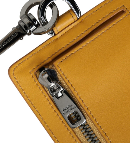 Dolce & Gabbana Orange Calf Leather Credit Card Holder Clip On Wallet