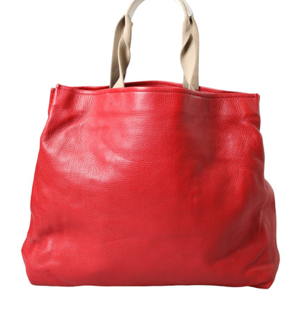 Dolce & Gabbana Red Leather #DGFamily Patch Shopping Tote Bag