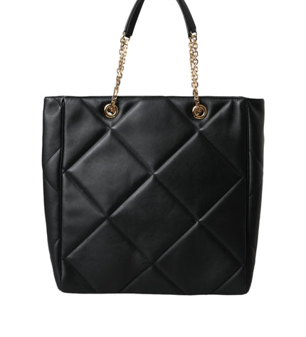 Dolce & Gabbana Black Leather JUNGLE Quilted Shopping Tote Bag