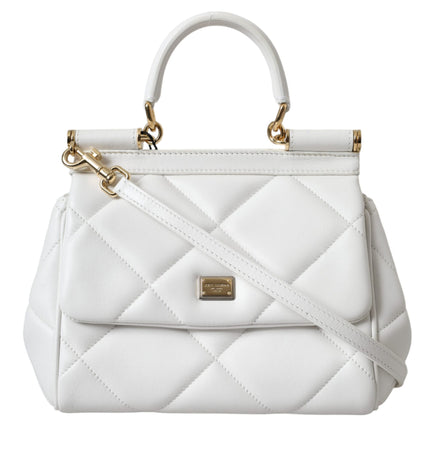 Dolce & Gabbana White Quilted Leather SICILY Shoulder Purse Satchel Bag