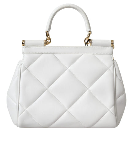 Dolce & Gabbana White Quilted Leather SICILY Shoulder Purse Satchel Bag