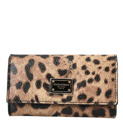 Dolce & Gabbana Brown Leopard PVC Pouch Key Holder Case Keyring