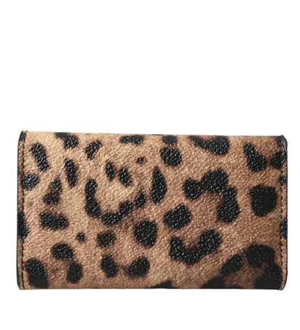 Dolce & Gabbana Brown Leopard PVC Pouch Key Holder Case Keyring